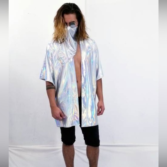 1 Etsy ThatElectricTouch Holographic Iridescent Kimonos Fit A Size L Female $135 - Picture 5 of 17
